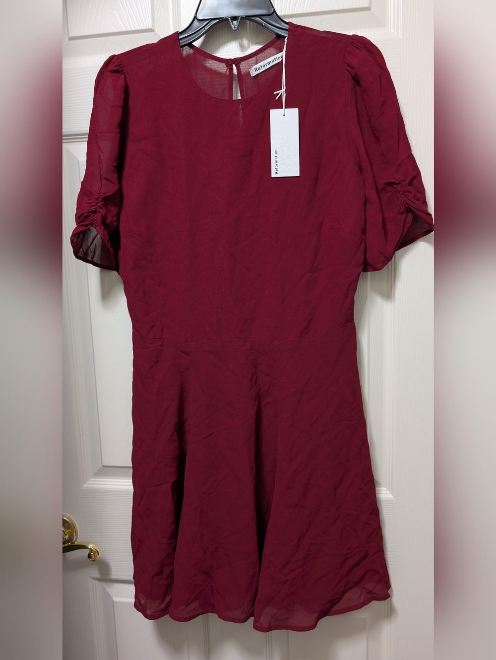 NWT Reformation A Line Gracie Mini Dress Size 10 Garnet Red